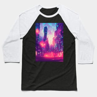 Japan Neon City Lights Baseball T-Shirt